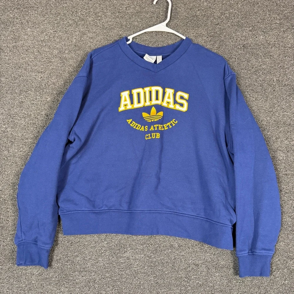 Adidas Originals Athletic Club Blue Crewneck Sweatshirt DA24628 Mens Large